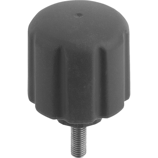 Clamping Grip Ergonomic D=M06X15 D1=50 H=55, Form:L Plastic, Black Ral7021, Comp:Stainless Steel